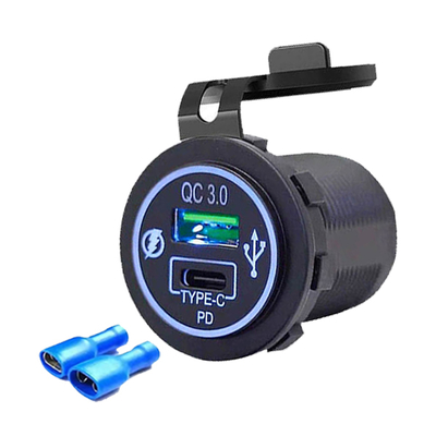 PD Tipe C 36W QC3.0 18W USB Dual Protokol Kompatibilitas Penuh Outlet 12V 24V