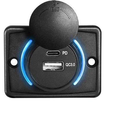 Bus USB Charger 12v 24v QC3.0 Tri Color LED RV USB Charging Station