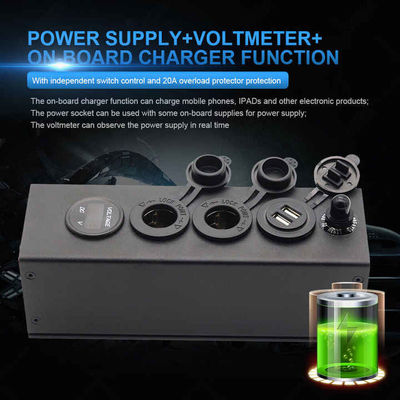 Kompak Power Box Mobil 12/24V Voltmeter USB Output Otomatis Power Bank Switch Control