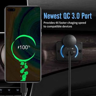 Bus USB Charger 12v 24v QC3.0 Tri Color LED RV USB Charging Station
