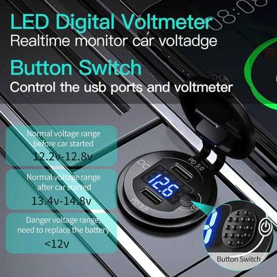 12V USB C Aluminum Car Charger Promo Dual PD3.0 Ports Built In Socket Adapter