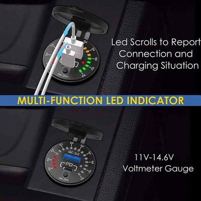 QC3.0 + PD Twin USB Car Charger Suit For Iphone 15 Car Charger With Color Screen