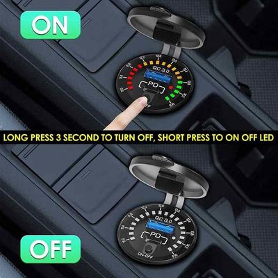 QC3.0 + PD Twin USB Car Charger Suit For Iphone 15 Car Charger With Color Screen