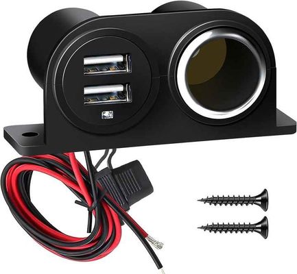 12V/24V 3 Socket Cigarette Lighter Panel With Dual USB Charger Multi Functions