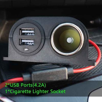12V/24V 3 Socket Cigarette Lighter Panel With Dual USB Charger Multi Functions