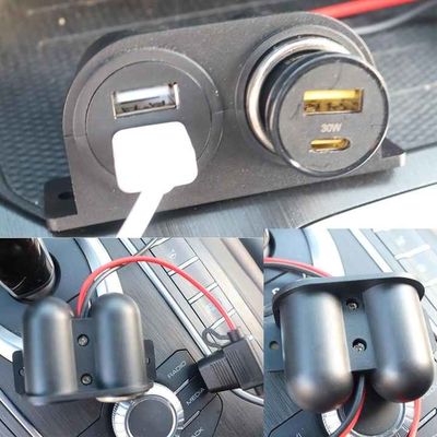 12V/24V 3 Socket Cigarette Lighter Panel With Dual USB Charger Multi Functions