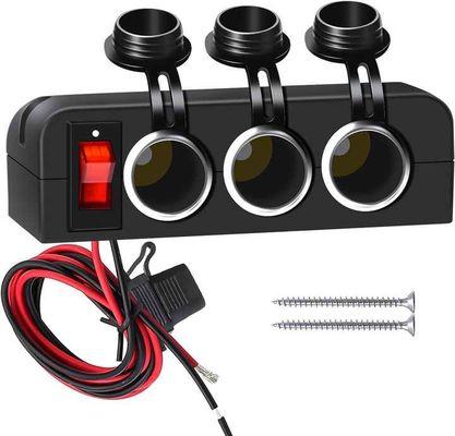 12V/24V 3 Port Cigarette Lighter Adapter Charger With Multi-Functions Panel