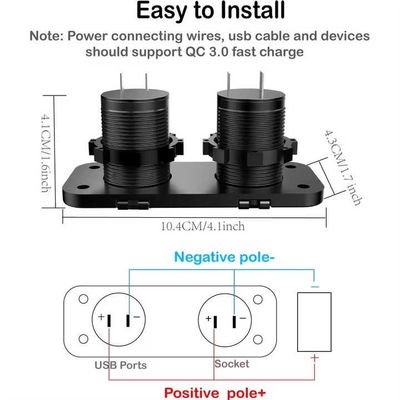 Dual QC3.0 36W USB ABS PC Aluminium Car Charger Socket Waterproof