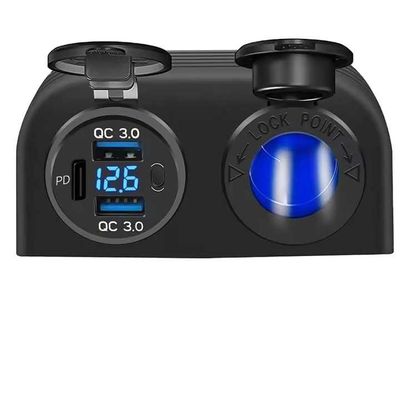 Dual QC30 PD 72W USB Car Charger Voltage Display Industrial Grade