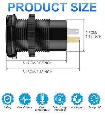 Dual QC30 PD 72W USB Car Charger Voltage Display Industrial Grade