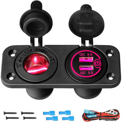 Dual QC3 0 USB 2 Gang Car Charger Socket Cigarette Lighter Switch Fast Charging