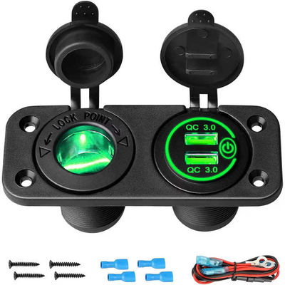 Dual QC3 0 USB 2 Gang Car Charger Socket Cigarette Lighter Switch Fast Charging