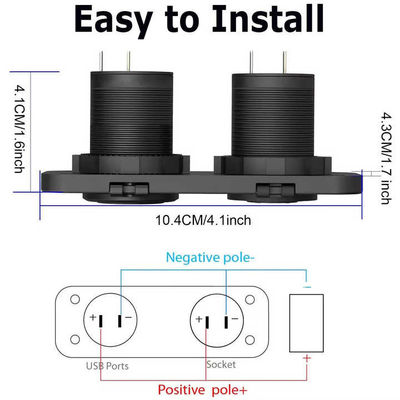 Dual QC3 0 USB 2 Gang Car Charger Socket Cigarette Lighter Switch Fast Charging