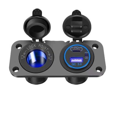 Dual USB PD QC3.0 Fast Car Charger Panel Cigarette Lighter Switch
