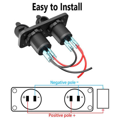 Dual USB PD QC3.0 Fast Car Charger Panel Cigarette Lighter Switch