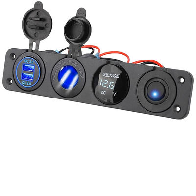 Double QC3.0 Rocker Switch Voltmeter 12v-24v Cigarette Socket