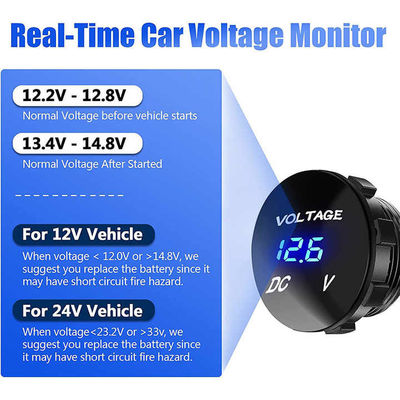Double QC3.0 Rocker Switch Voltmeter 12v-24v Cigarette Socket