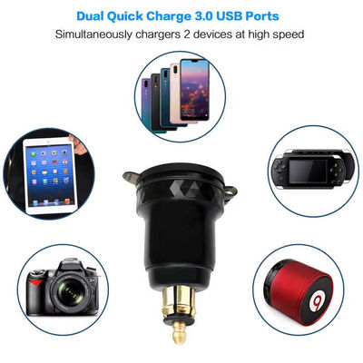 Double QC2.0 USB Car Charger Socket Aluminum Alloy Voltage Monitoring