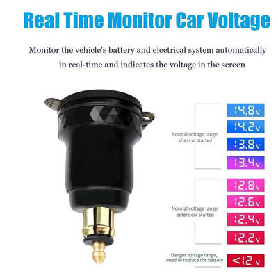 Double QC2.0 USB Car Charger Socket Aluminum Alloy Voltage Monitoring