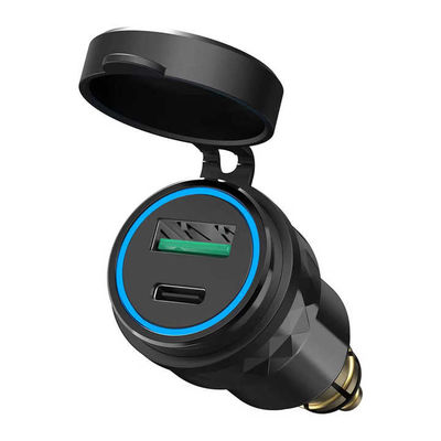 Waterproof PD QC3.0 Dual Port Motorcycle USB Charger 54W Aluminum Car Charger