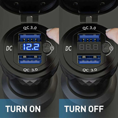 36W QC3.0 Aluminum Waterproof Motorcycle Usb Charger 12-24V Durable