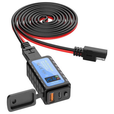 QC 3.0 USB PD 54 Watt Motorcycle USB Charger With Voltage Monitoring