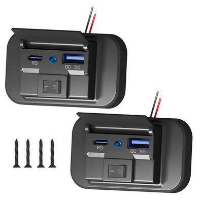 54W QC3.0+PD Dual USB RV USB Charger With Switch For Multi Vehicle
