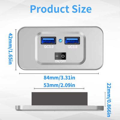 Compact 36Watt QC3.0 Dual 	RV USB Charging Station With Switch For Multi Vehicle