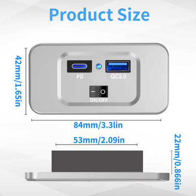 QC3.0 PD3.0 RV USB C Charging Outlet 12V 24V Switch Indicator Fast Charging