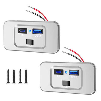 RV 12v USB Wall Outlet Dual PD3.0 QC3.0 36W 18W With Aluminum Housing