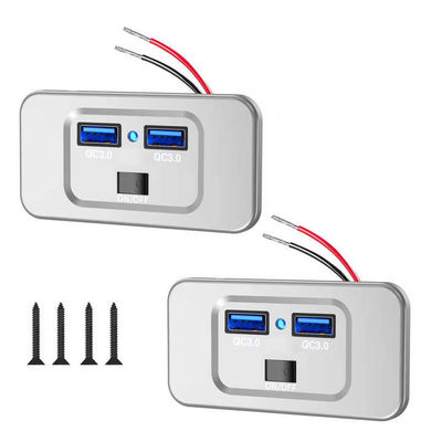 Silver 36W QC3.0 RV 12v Usb Charging Station Sleek Design Wear Resistant