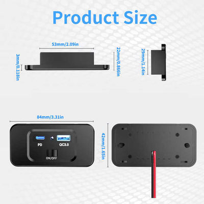 54W QC3.0+PD RV USB Charging Center 12v USB Wall Outlet RV Heat Resistant