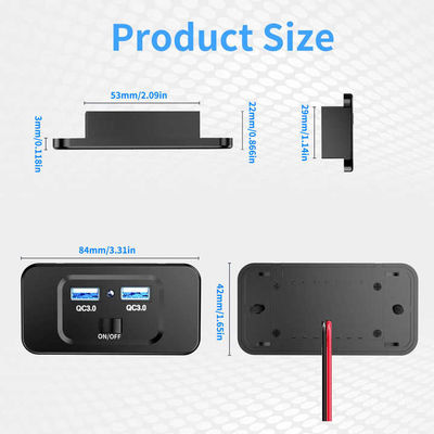 36W QC3.0 RV Phone Charging Station Two Ports Compact Wall Mount Design