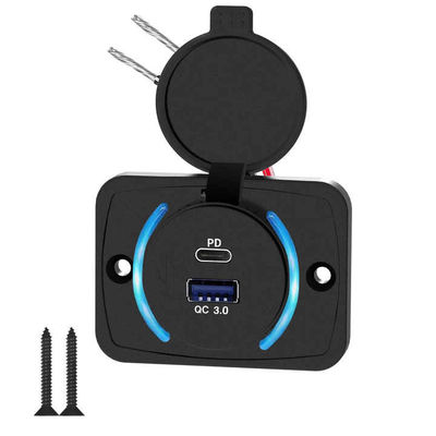Pengisi Daya USB Karavan DC 12V 24V 48W Pengisi Daya USB Bus Pemasangan Permukaan