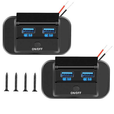 36W QC3.0 RV USB Charging Outlet Dual Port ON OFF Button Two Pins Connection