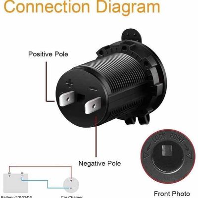 Two Pins 12-24V Cigarette Lighter Power Socket For Marine Motorcycle RV ATV