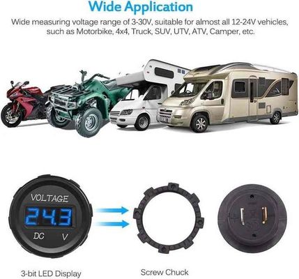 12V-24V Mini Waterproof Automotive Voltmeter LED Display Volt Meter For Motorcycle