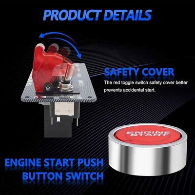 5 In 1 Carbon Fiber 12V Ignition Switch Panel For RV Truck Racing