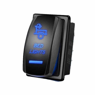 Boat 12V/24V 20A 1 Gang Rocker Switch Panels Waterproof Blue LED SPST ON Off