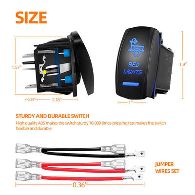 Boat 12V/24V 20A 1 Gang Rocker Switch Panels Waterproof Blue LED SPST ON Off