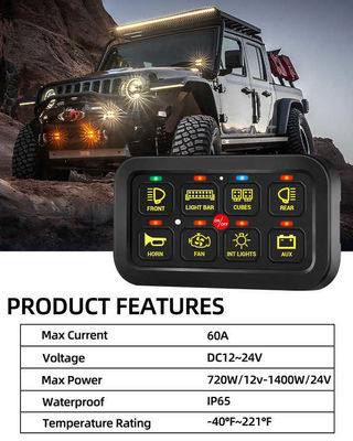 Plastic 8 Gang Rocker Switch Panel Car Boat Marine Gang Switch Panel 12V 24V