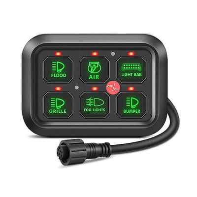 6 Gang Toggle Switch Panel Universal Auto Dimmable LED Relay Switch Panel Fused Harness