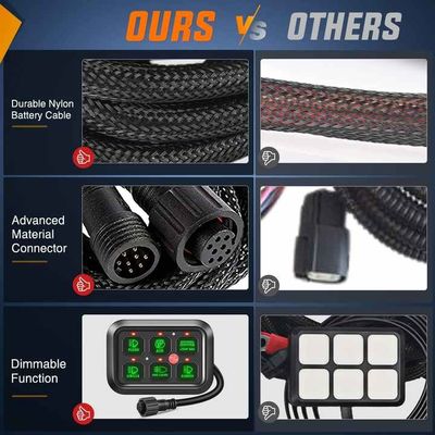 6 Gang Toggle Switch Panel Universal Auto Dimmable LED Relay Switch Panel Fused Harness