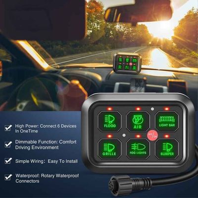 6 Gang Toggle Switch Panel Universal Auto Dimmable LED Relay Switch Panel Fused Harness
