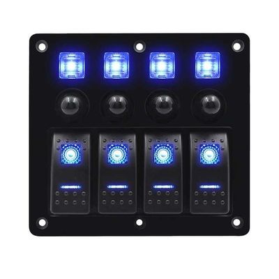 Panel Sakelar Rocker Kustom 4 Gang 12-24V ABS USB Panel Sakelar Rocker Mobil