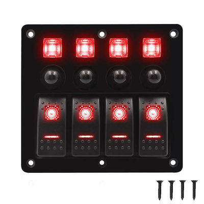 Panel Sakelar Rocker Kustom 4 Gang 12-24V ABS USB Panel Sakelar Rocker Mobil
