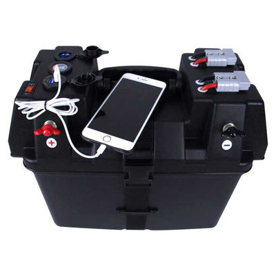 RV Smart Battery Box Trolling Motor Dual USB Voltmeter Power Isolator SUV ATV