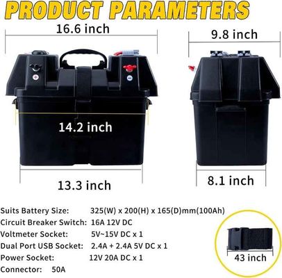 RV Smart Battery Box Trolling Motor Dual USB Voltmeter Power Isolator SUV ATV