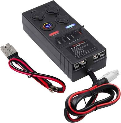 Mini 50A 12VDC Outdoor RV Power Distribution Box 6 USB 3 Cig Sockets