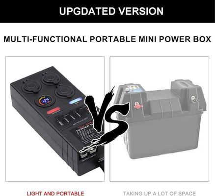 Mini 50A 12VDC Outdoor RV Power Distribution Box 6 USB 3 Cig Sockets